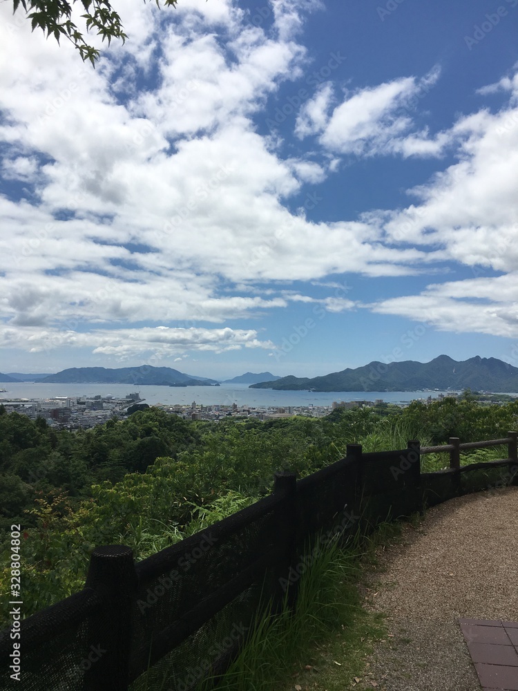 landscape with road and clouds