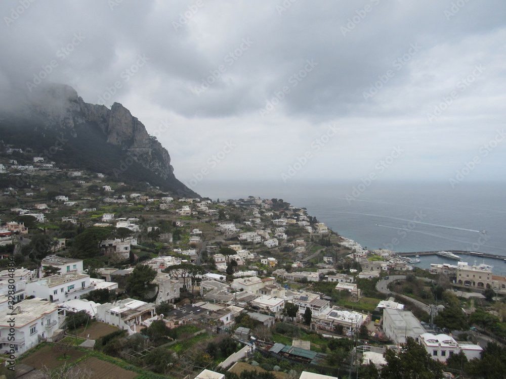 View of the landscape and sea from the island of Capri, Italy 
