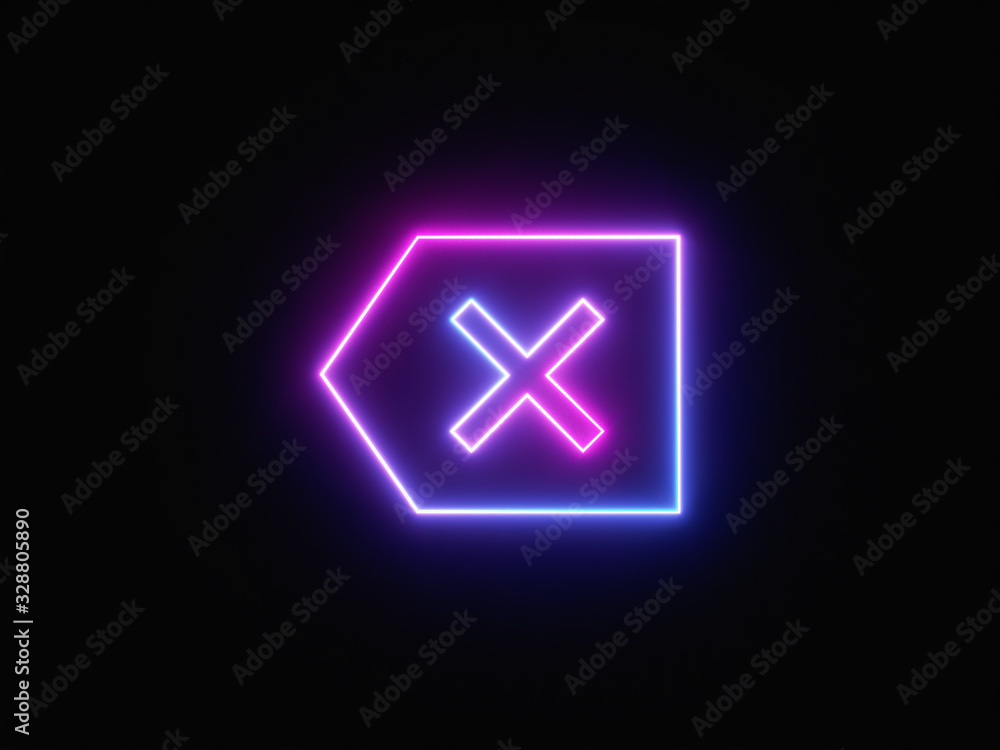 Blue and purple neon light icon isolated in black background. Vibrant colors, laser show. 3d rendering - illustration. Blue and purple neon light icon isolated in black background. Vibrant colors, laser show. 3d rendering - illustration.
