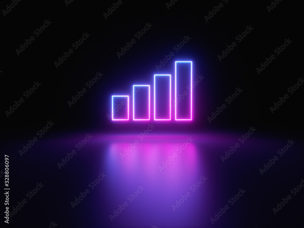 Blue and purple neon light icon isolated in black background. Vibrant colors, laser show. 3d rendering - illustration. Blue and purple neon light icon isolated in black background. Vibrant colors, laser show. 3d rendering - illustration.