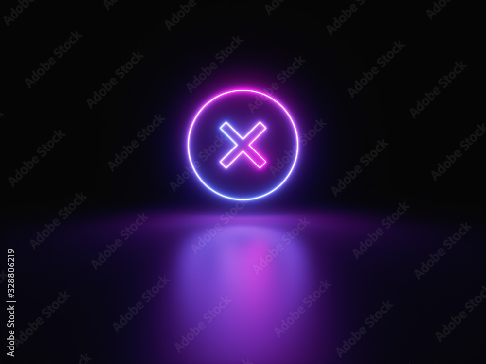 Blue and purple neon light icon isolated in black background. Vibrant colors, laser show. 3d rendering - illustration. Blue and purple neon light icon isolated in black background. Vibrant colors, laser show. 3d rendering - illustration.