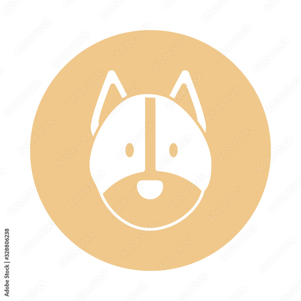 head of cute dog, block and flat style icon head of cute dog, block and flat style icon