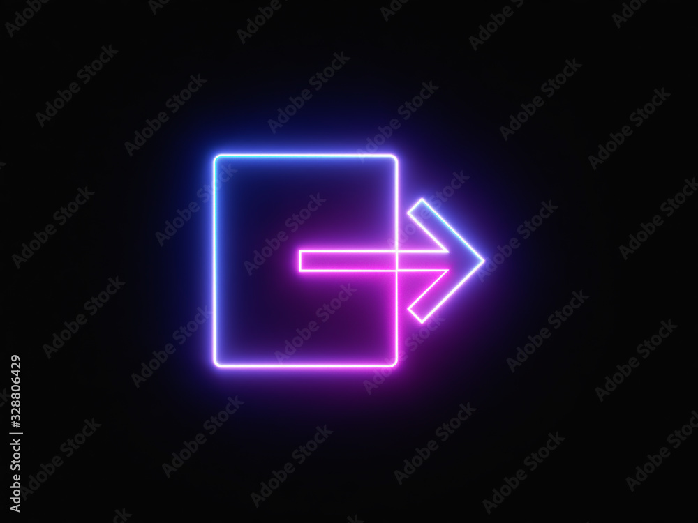 Blue and purple neon light icon isolated in black background. Vibrant colors, laser show. 3d rendering - illustration. Blue and purple neon light icon isolated in black background. Vibrant colors, laser show. 3d rendering - illustration.