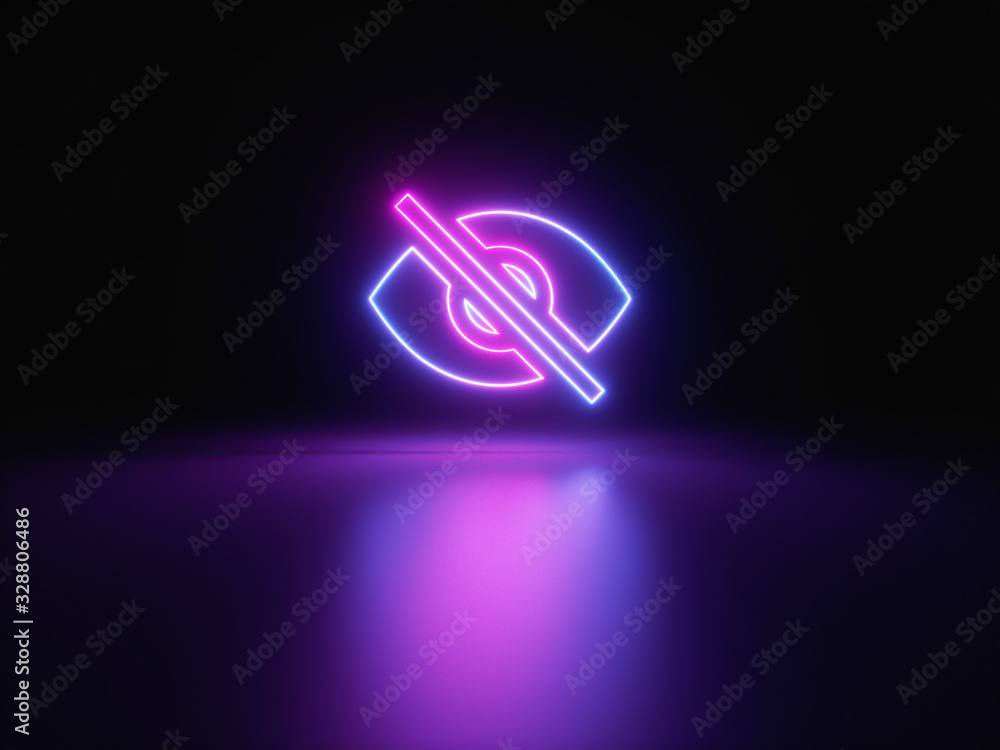Blue and purple neon light icon isolated in black background. Vibrant colors, laser show. 3d rendering - illustration. Blue and purple neon light icon isolated in black background. Vibrant colors, laser show. 3d rendering - illustration.