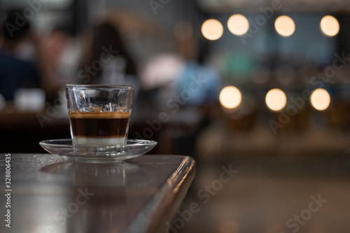 vietnamese coffee on wooden table ( selected focus)