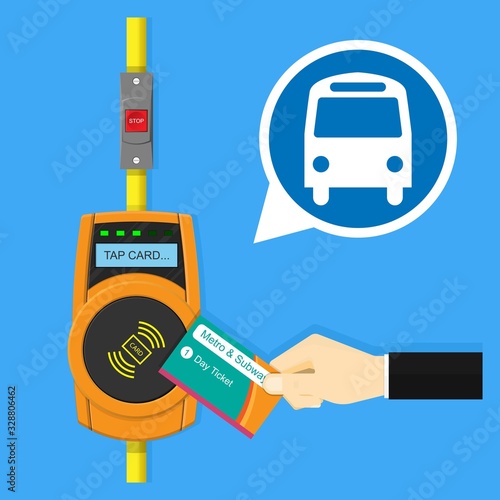 Card ticket validation scanning display tram train city urban box ride NFC RFID access metro check quick debit phone mobile credit driver toll fast pass rail stop button switch digital radio alert