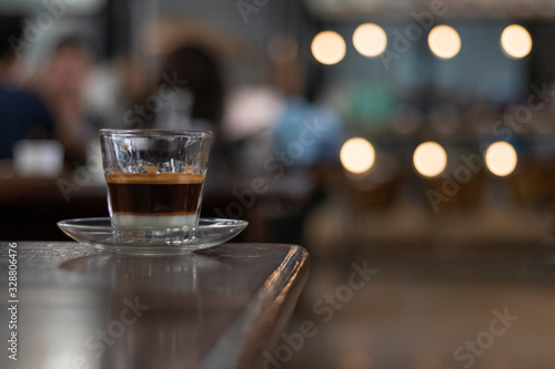 vietnamese coffee on wooden table   selected focus 