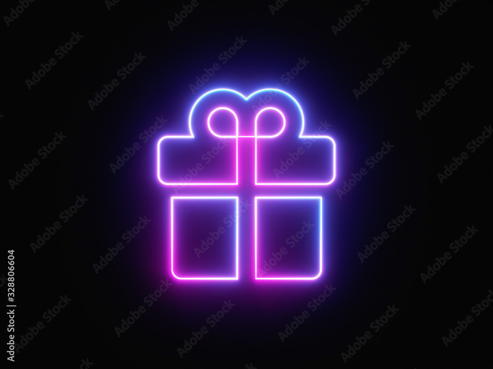 Blue and purple neon light icon isolated in black background. Vibrant colors, laser show. 3d rendering - illustration. Blue and purple neon light icon isolated in black background. Vibrant colors, laser show. 3d rendering - illustration.