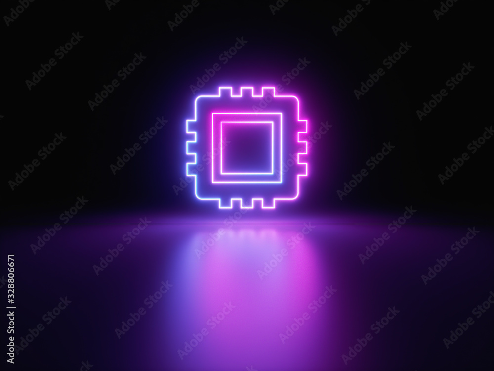Blue and purple neon light icon isolated in black background. Vibrant colors, laser show. 3d rendering - illustration. Blue and purple neon light icon isolated in black background. Vibrant colors, laser show. 3d rendering - illustration.
