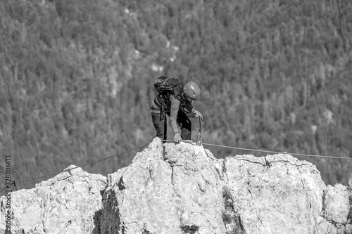 Climber on a via ferrata in Austria