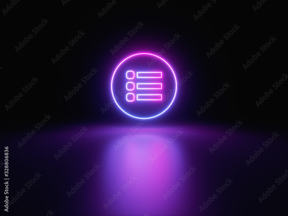 Blue and purple neon light icon isolated in black background. Vibrant colors, laser show. 3d rendering - illustration. Blue and purple neon light icon isolated in black background. Vibrant colors, laser show. 3d rendering - illustration.