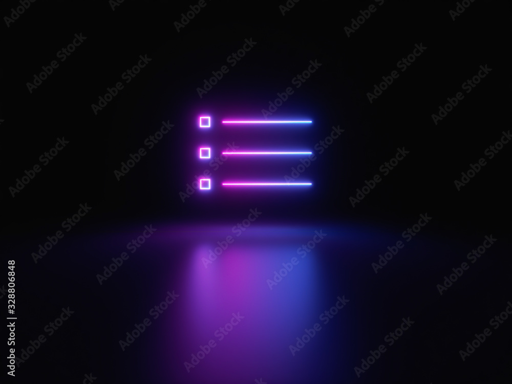 Obraz premium Blue and purple neon light icon isolated in black background. Vibrant colors, laser show. 3d rendering - illustration.