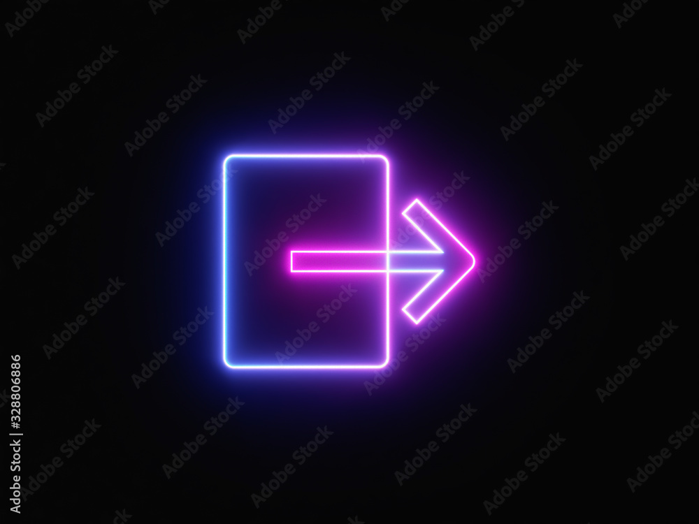Blue and purple neon light icon isolated in black background. Vibrant colors, laser show. 3d rendering - illustration. Blue and purple neon light icon isolated in black background. Vibrant colors, laser show. 3d rendering - illustration.