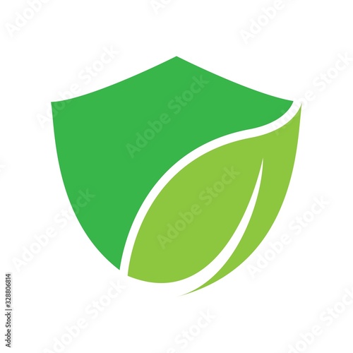 eco protection logo with shield and leaf