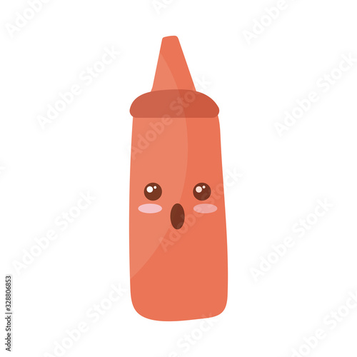 bottle with ketchup on white background