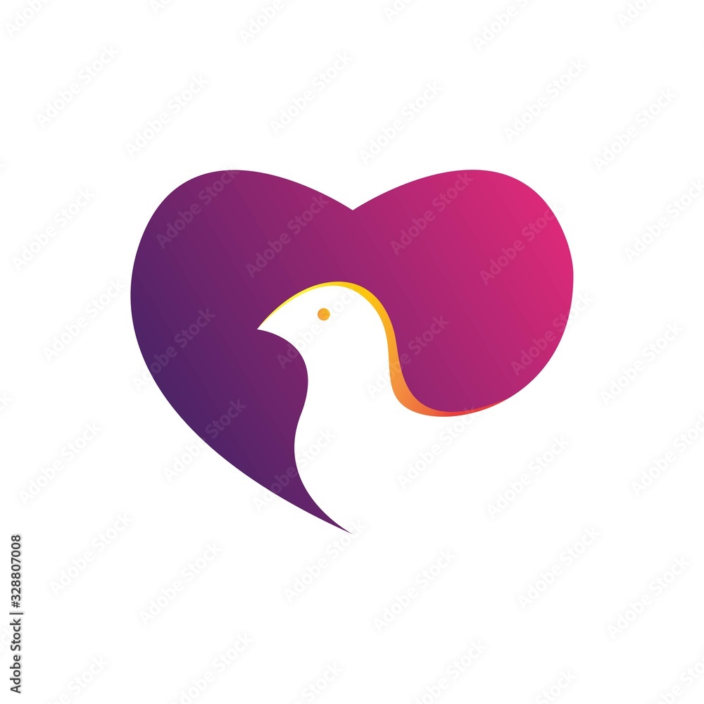 Colorful dove abstract logo with love Colorful dove abstract logo with love