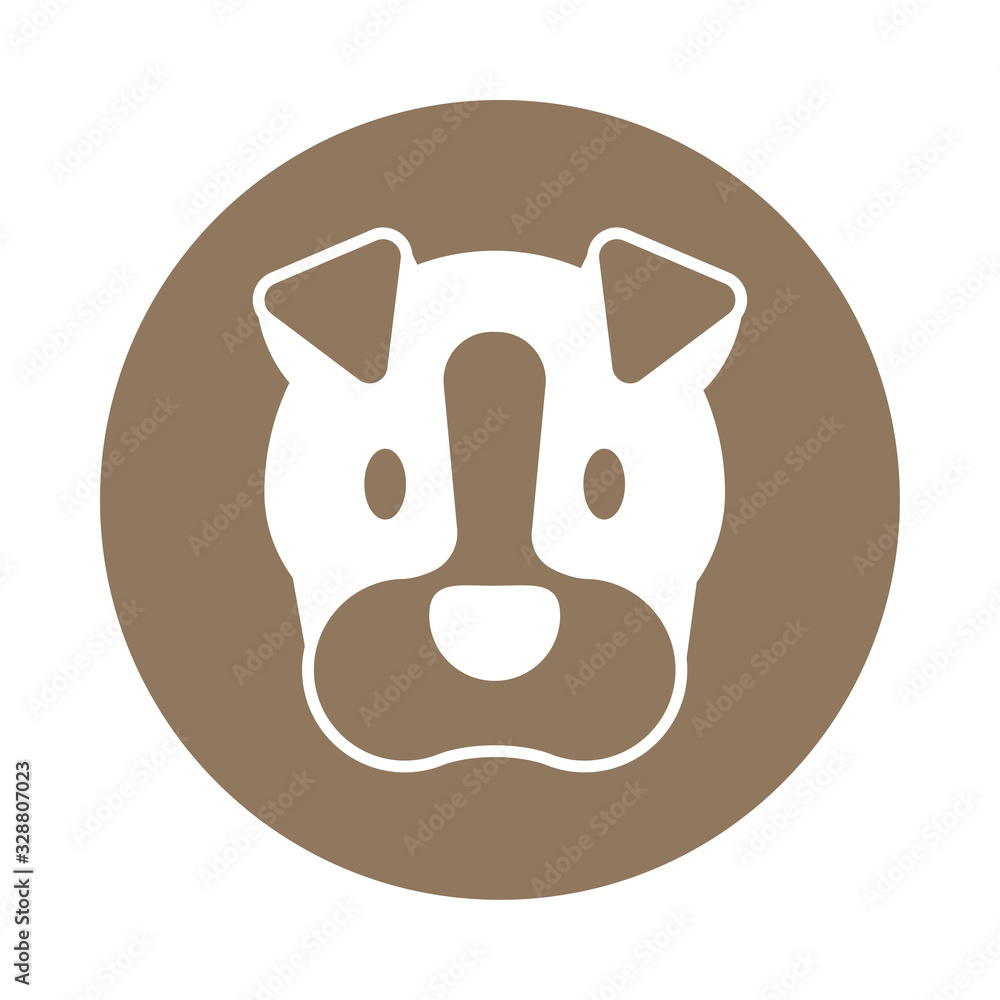 head of cute dog, block and flat style icon head of cute dog, block and flat style icon