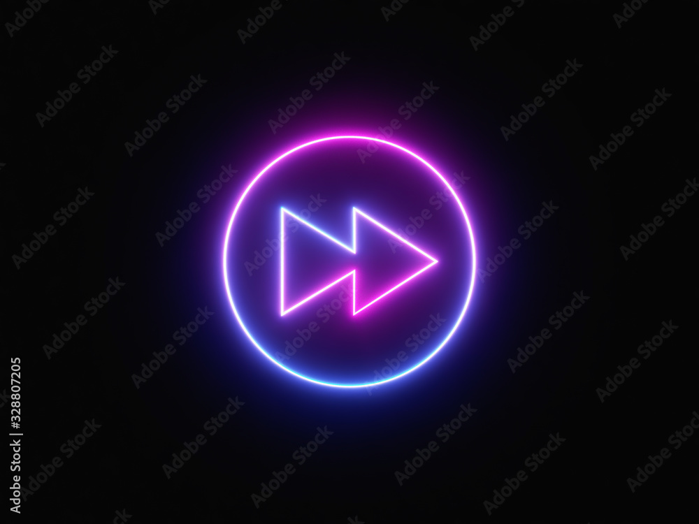 Blue and purple neon light icon isolated in black background. Vibrant colors, laser show. 3d rendering - illustration. Blue and purple neon light icon isolated in black background. Vibrant colors, laser show. 3d rendering - illustration.