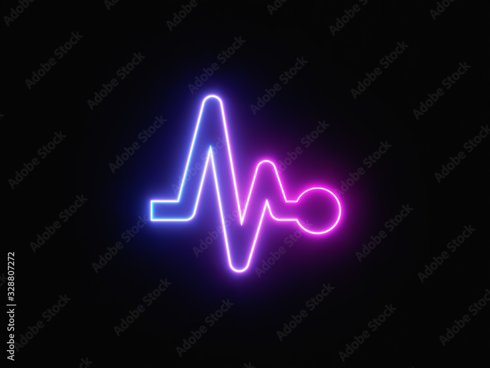 Blue and purple neon light icon isolated in black background. Vibrant colors, laser show. 3d rendering - illustration. Blue and purple neon light icon isolated in black background. Vibrant colors, laser show. 3d rendering - illustration.