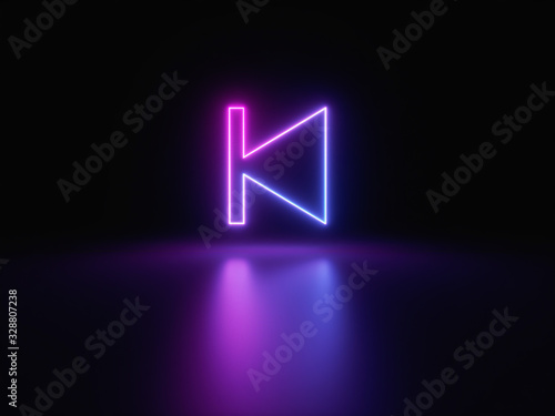 Fototapeta Naklejka Na Ścianę i Meble -  Blue and purple neon light icon isolated in black background. Vibrant colors, laser show. 3d rendering - illustration.