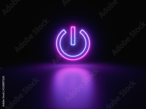 Blue and purple neon light icon isolated in black background. Vibrant colors, laser show. 3d rendering - illustration.