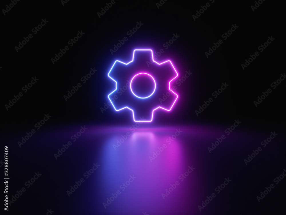 Blue and purple neon light icon isolated in black background. Vibrant colors, laser show. 3d rendering - illustration. Blue and purple neon light icon isolated in black background. Vibrant colors, laser show. 3d rendering - illustration.