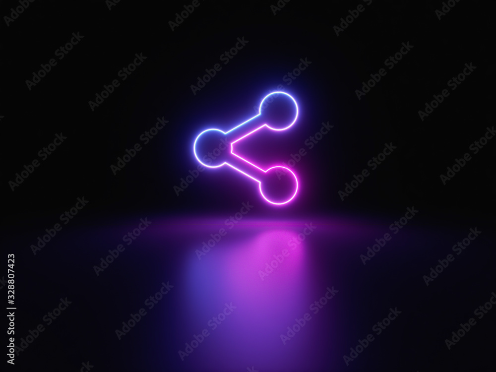 Blue and purple neon light icon isolated in black background. Vibrant colors, laser show. 3d rendering - illustration. Blue and purple neon light icon isolated in black background. Vibrant colors, laser show. 3d rendering - illustration.
