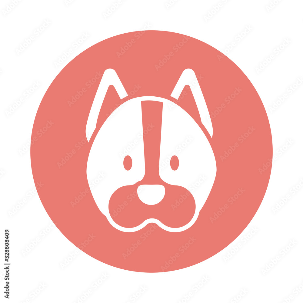 head of cute dog, block and flat style icon head of cute dog, block and flat style icon