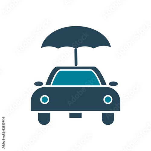 car and umbrella silhouette style icon vector design