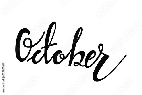 october text in brush style vector