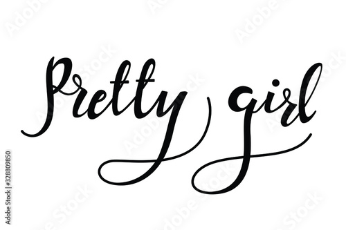 Pretty girl text in brush style vector