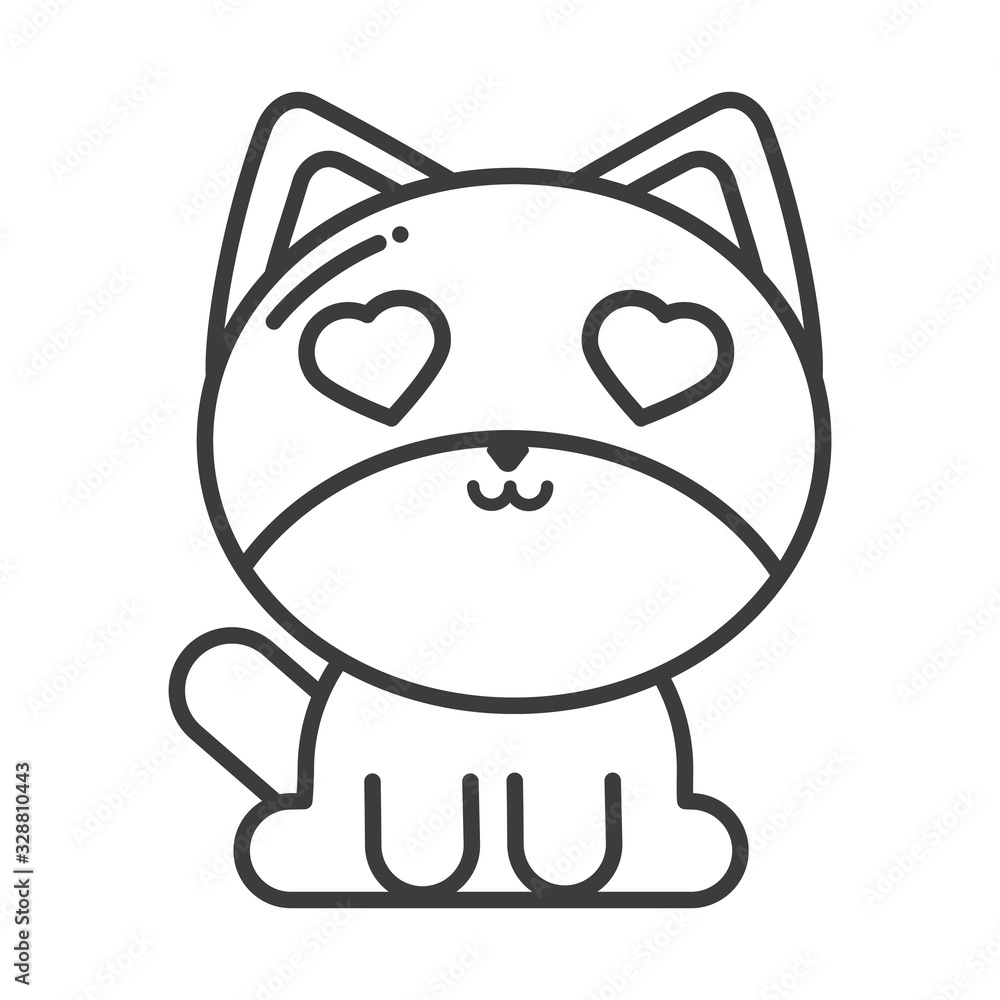 cute cat on white background, line style icon cute cat on white background, line style icon