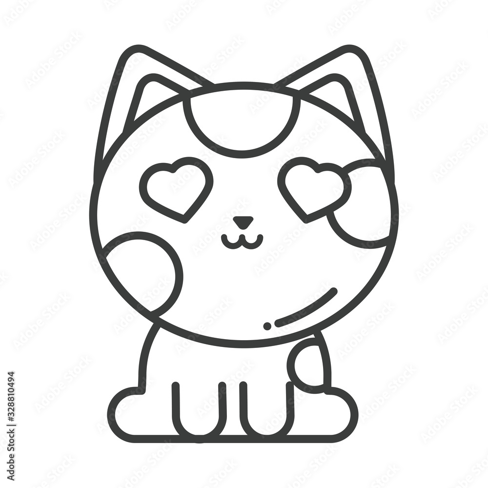 cute cat on white background, line style icon cute cat on white background, line style icon