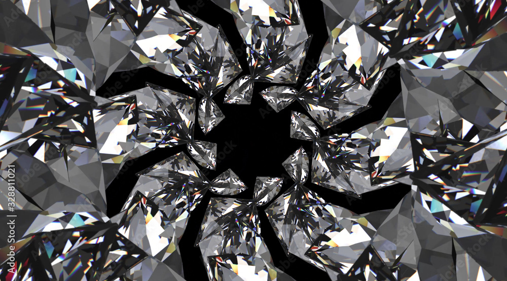 3d rendering. Luxurious inside pure diamond mirror surface design wall background. 3d rendering. Luxurious inside pure diamond mirror surface design wall background.