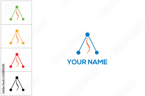 Spinal surgery abstract A logo vector , flat spine orthopedic therapy diagnostic center sign, medical analysis of vertebrae, hospital logotype symbol design isolated on white