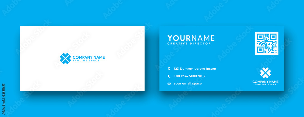 clean blue business card design. flat and modern style business card template . double sided minimalist business card clean blue business card design. flat and modern style business card template . double sided minimalist business card