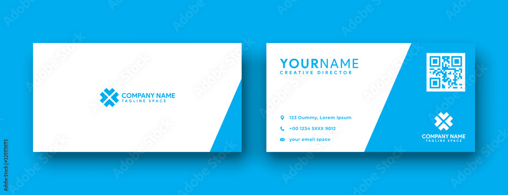 clean blue business card design. flat and modern style business card template . double sided minimalist business card clean blue business card design. flat and modern style business card template . double sided minimalist business card