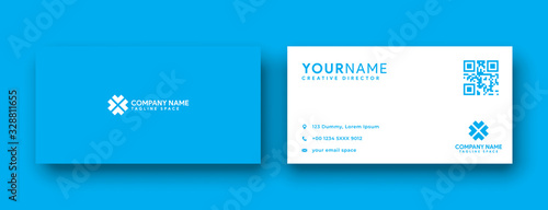 clean blue business card design. flat and modern style business card template . double sided minimalist business card 