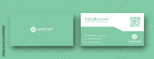 green business card . flat and clean business card design . modern minimalist design