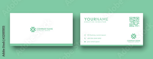 green business card . flat and clean business card design . modern minimalist design