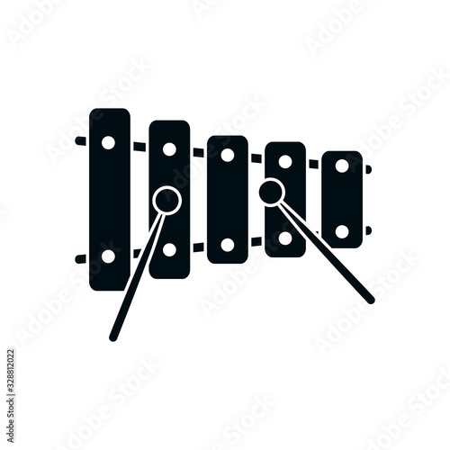 xylophone instrument silhouette style icon vector design
