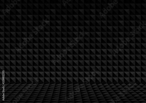 Vector : Abstract black triangles and squares on black background