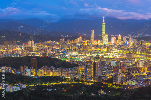 landscape of Taipei city in the night