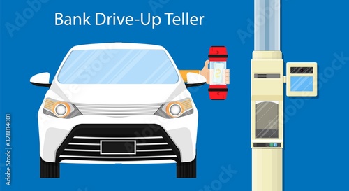 Pneumatic tube drive up thru through bank cash air car lab pay ATM bill easy fast lane RFID loan road sign slip debt flow ward drug send teller nurse quick check clinic speed tunnel sample withdraw