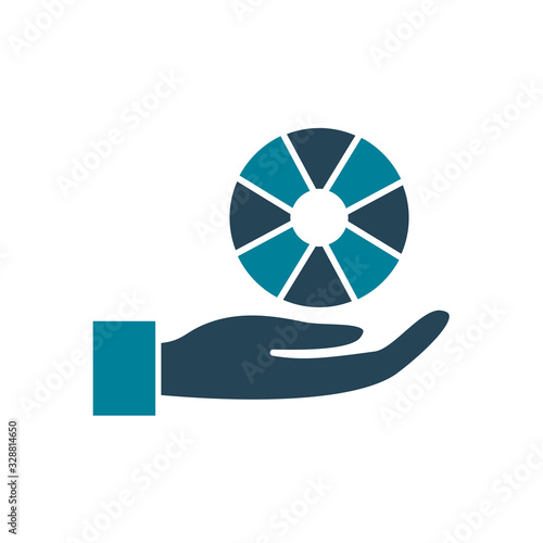 hand with wheel silhouette style icon vector design