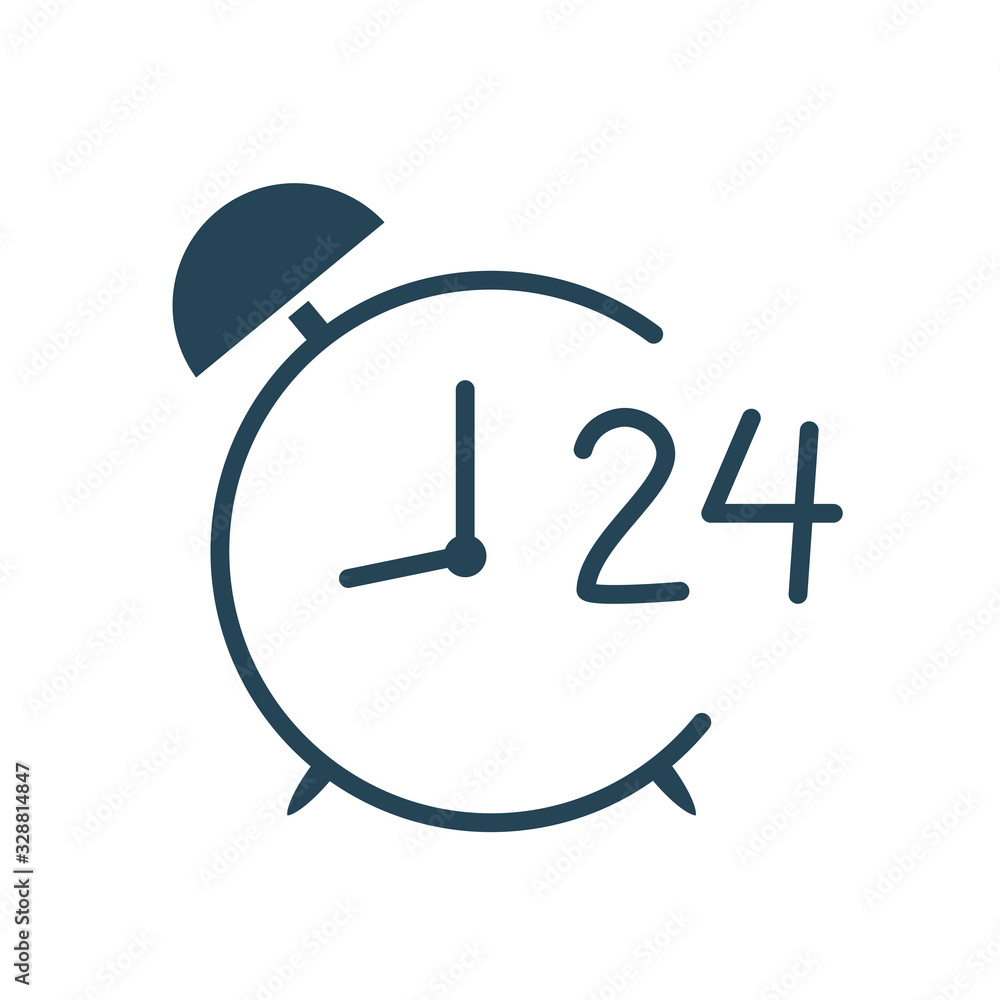 Isolated clock with 24 hours arrow silhouette style icon vector design Isolated clock with 24 hours arrow silhouette style icon vector design