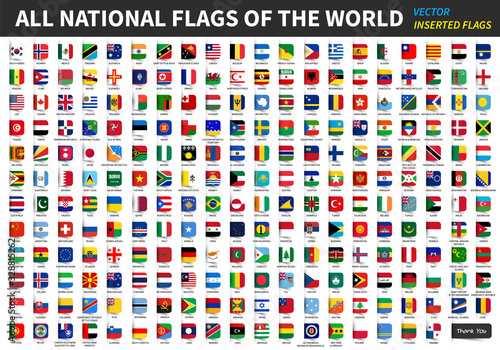 All official national flags of the world . Inserted design . Vector
