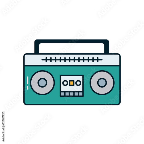 music cassette player line and fill style icon vector design