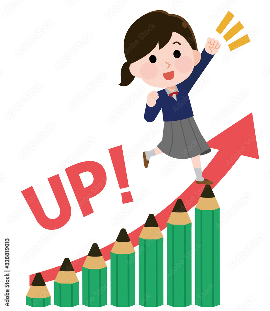 成績が上昇する女子学生 鉛筆グラフ イラスト Stock Vector Adobe Stock 成績が上昇する女子学生 鉛筆グラフ イラスト Stock Vector Adobe Stock