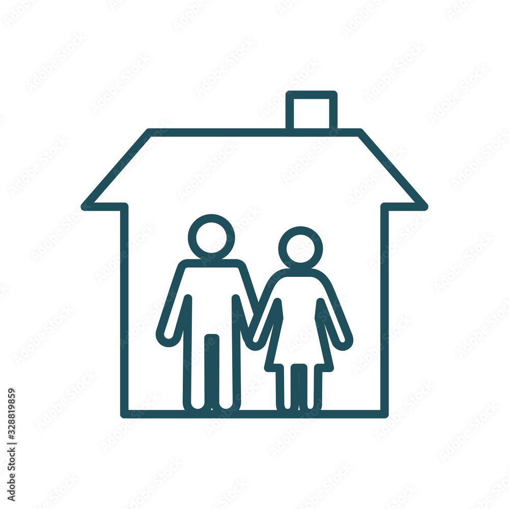 avatars couple inside house line style icon vector design avatars couple inside house line style icon vector design